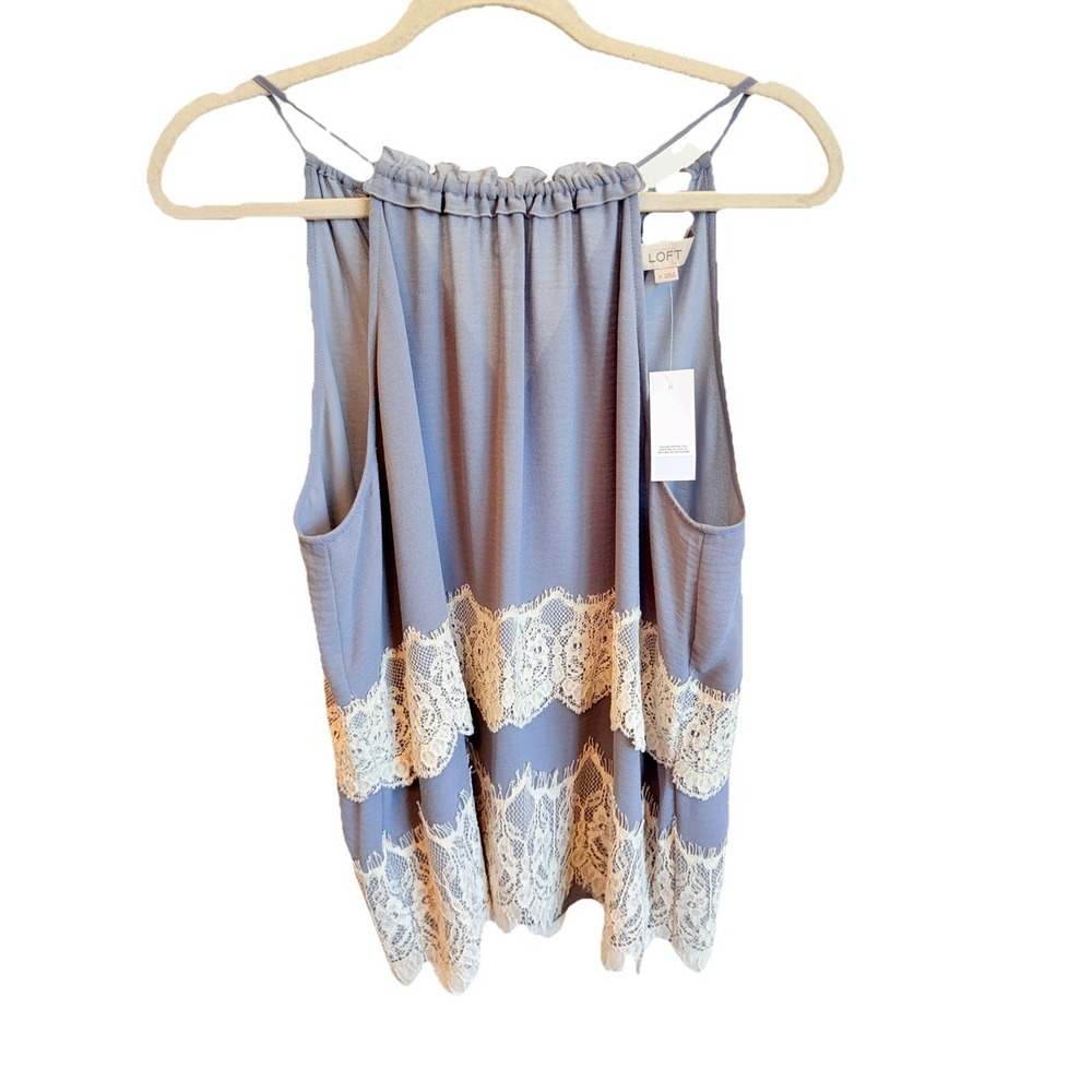 Ann Taylor LOFT Bohemian Whisper Lace Tiered Sz Medium Drawstring Shirt NWT